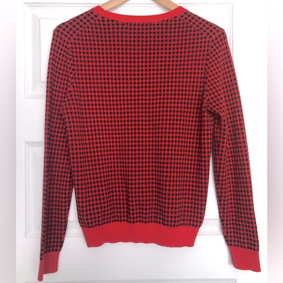 Long sleeves sweater with red and black houndstooth pattern, size M - Picture 2 of 5